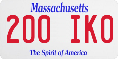 MA license plate 200IK0