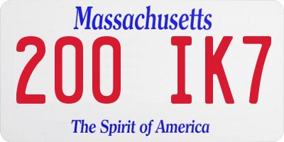 MA license plate 200IK7