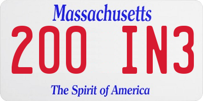 MA license plate 200IN3