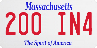MA license plate 200IN4