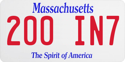 MA license plate 200IN7