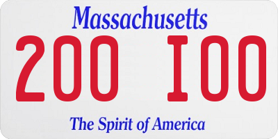 MA license plate 200IO0