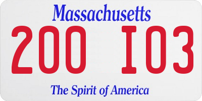MA license plate 200IO3