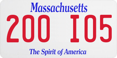 MA license plate 200IO5