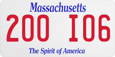 MA license plate 200IO6
