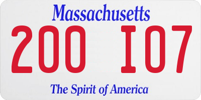 MA license plate 200IO7