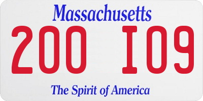 MA license plate 200IO9