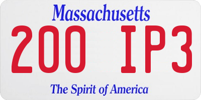 MA license plate 200IP3