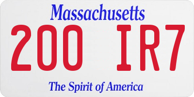MA license plate 200IR7