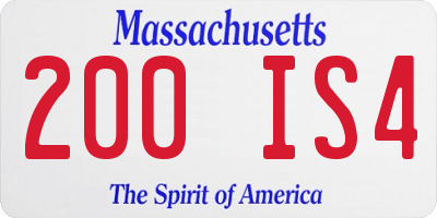 MA license plate 200IS4