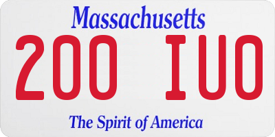MA license plate 200IU0