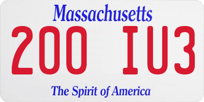 MA license plate 200IU3