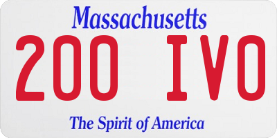 MA license plate 200IV0