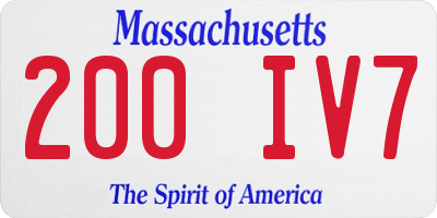 MA license plate 200IV7