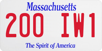MA license plate 200IW1
