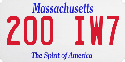 MA license plate 200IW7