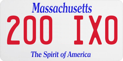 MA license plate 200IX0