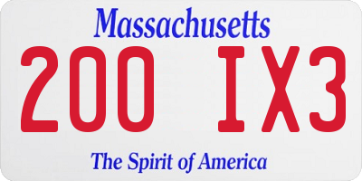 MA license plate 200IX3