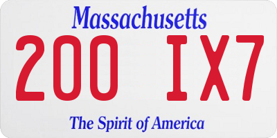 MA license plate 200IX7