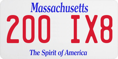 MA license plate 200IX8