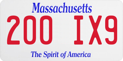 MA license plate 200IX9