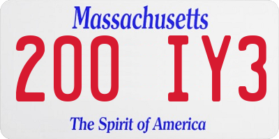 MA license plate 200IY3