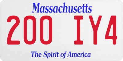 MA license plate 200IY4