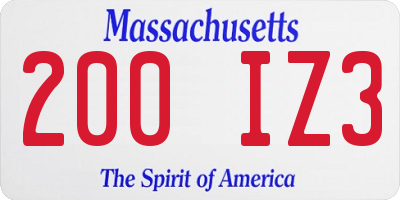 MA license plate 200IZ3