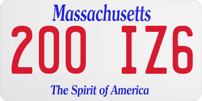 MA license plate 200IZ6