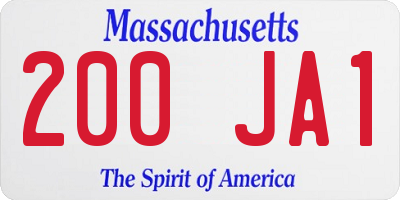 MA license plate 200JA1