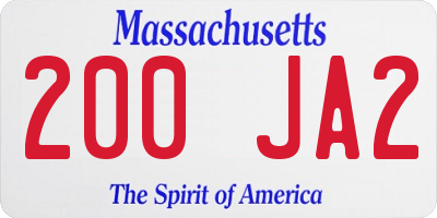 MA license plate 200JA2