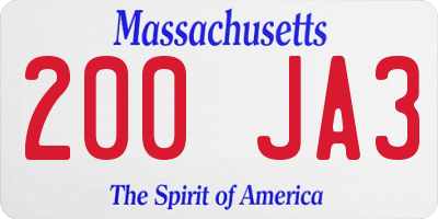 MA license plate 200JA3