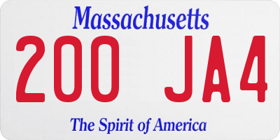 MA license plate 200JA4