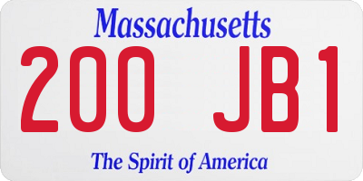 MA license plate 200JB1