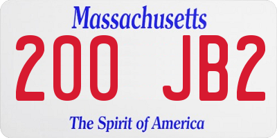 MA license plate 200JB2