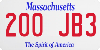 MA license plate 200JB3