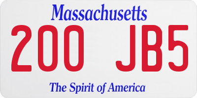 MA license plate 200JB5