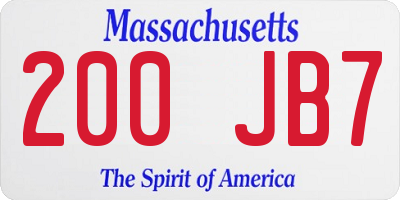 MA license plate 200JB7