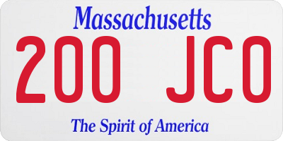 MA license plate 200JC0