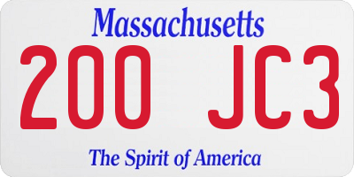 MA license plate 200JC3