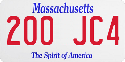 MA license plate 200JC4