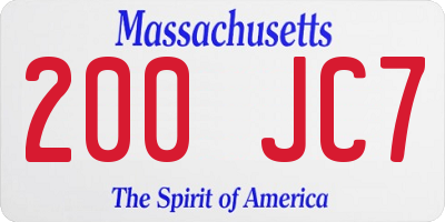 MA license plate 200JC7