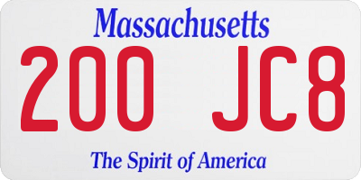 MA license plate 200JC8