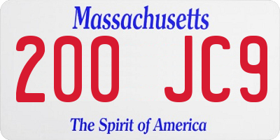 MA license plate 200JC9