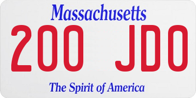 MA license plate 200JD0