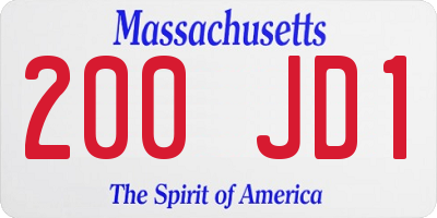MA license plate 200JD1