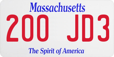 MA license plate 200JD3