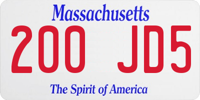 MA license plate 200JD5