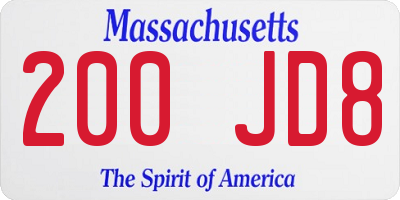 MA license plate 200JD8