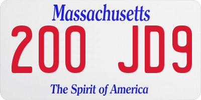 MA license plate 200JD9